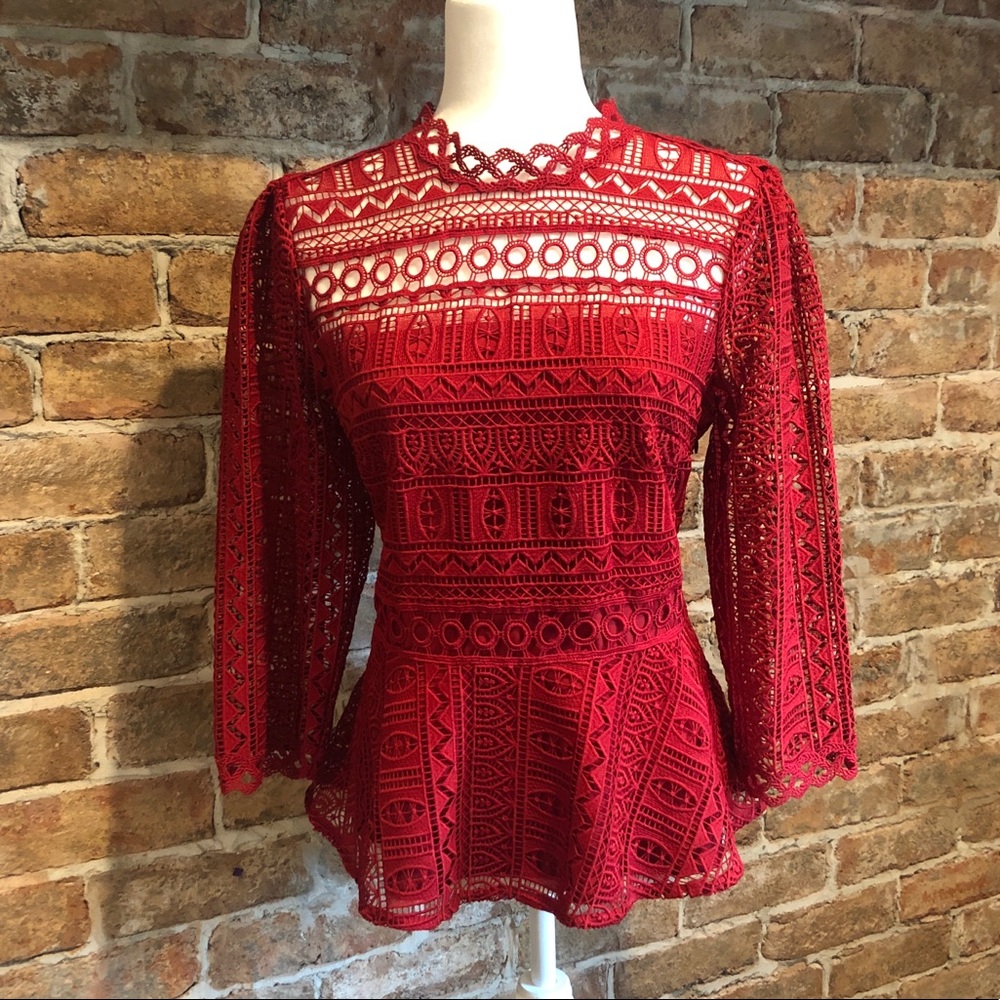 Red lace blouse